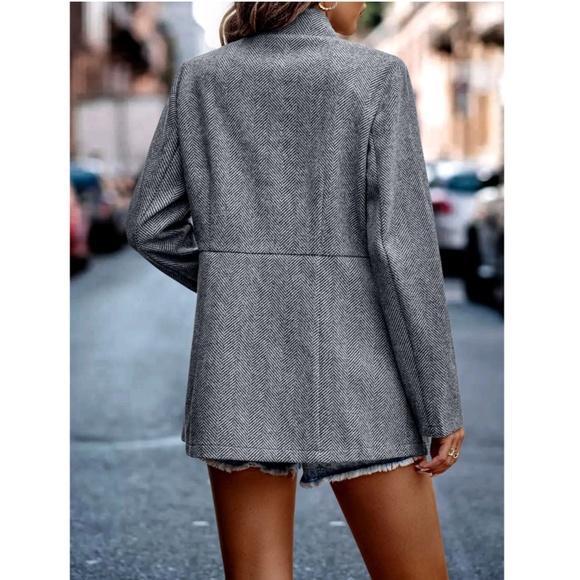 Grey Casual Jacket Blazer Open Front Overcoat - Picture 3 of 5